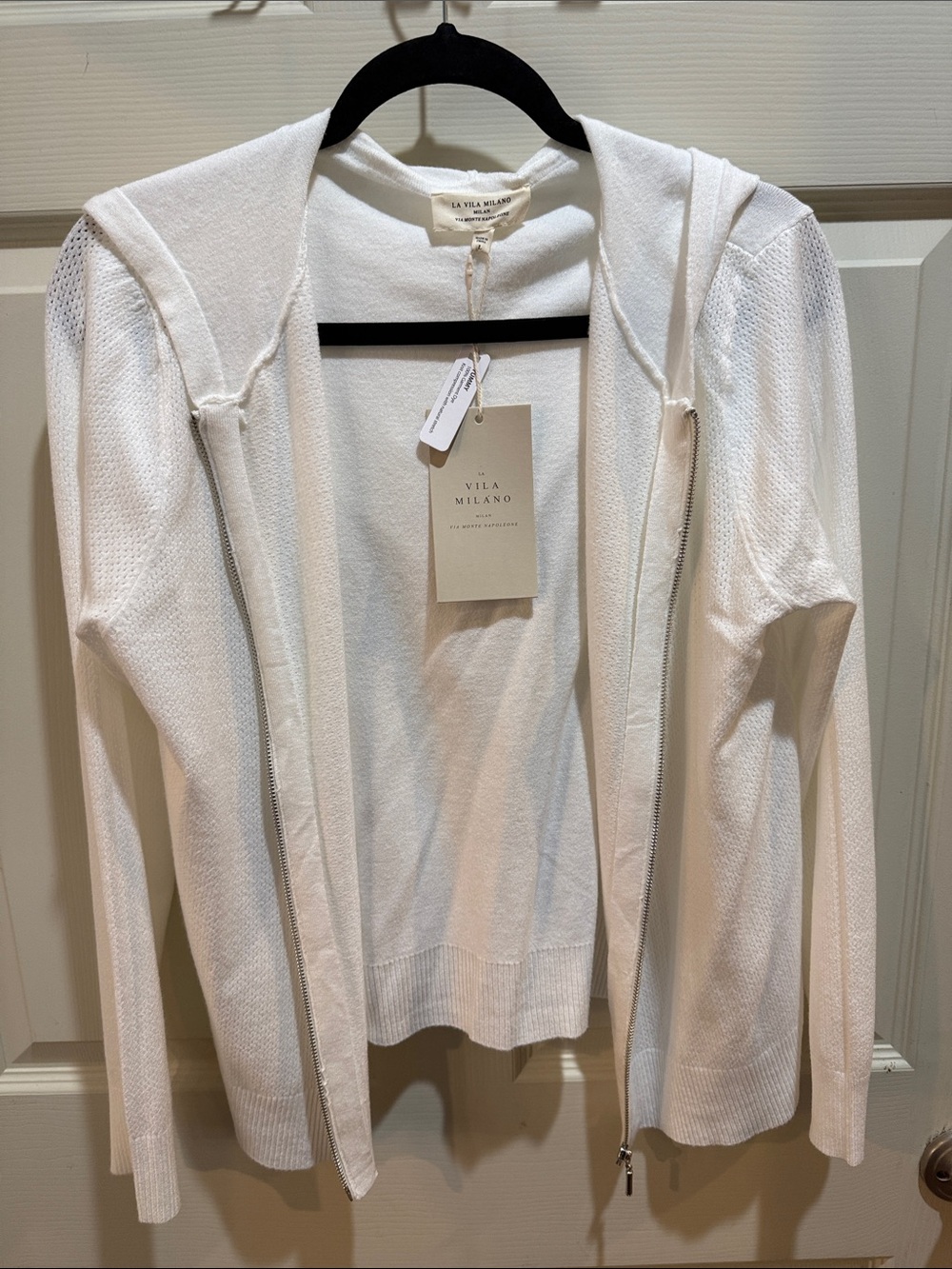 VILA White Hooded Zip Cardigan Lightweight Knit